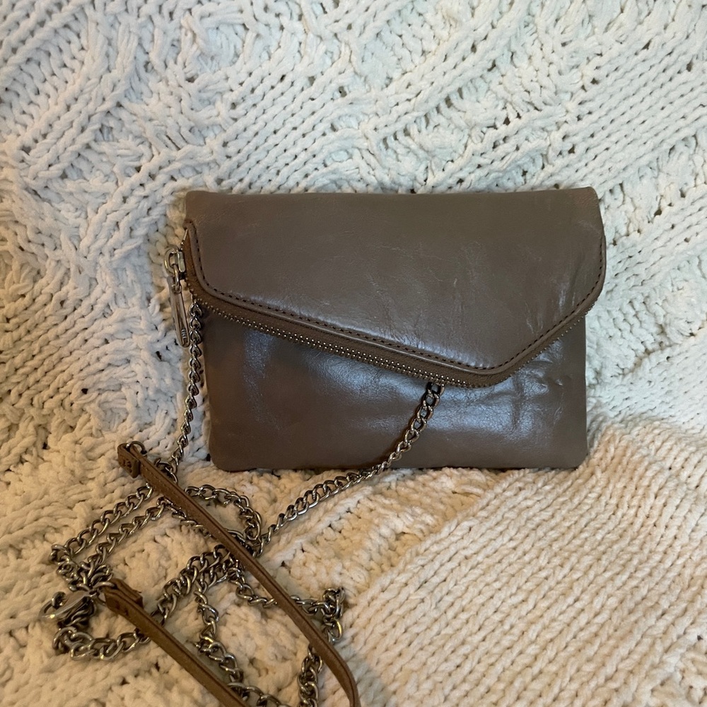 HOBO Shiny Taupe Crossbody Bag